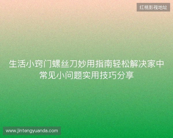 生活小窍门螺丝刀妙用指南轻松解决家中常见小问题实用技巧分享